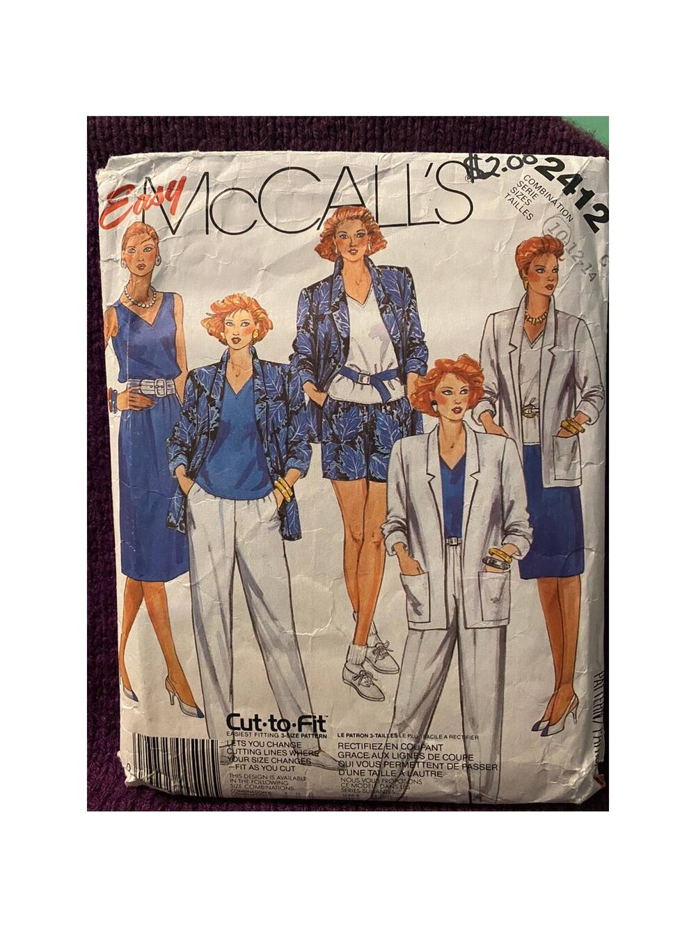 McCalls 2412 suit sewing pattern sz 10
